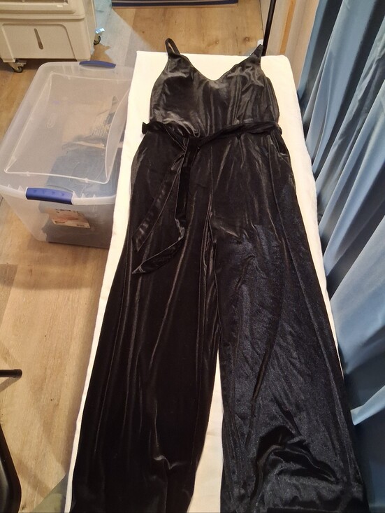 Banana Republic Pants - BANANA REPUBLIC Black Velvet Wide-Leg Jumpsuit with tie at Waist Belt